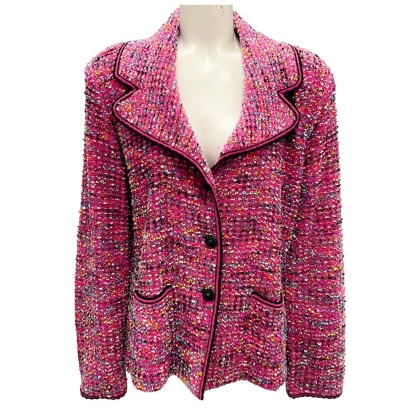 ESCADA PINK MULTI BOUCLE KNIT JACKET - Picture 1 of 6